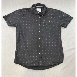 Level Ten Modern Fit Black Geometric Button Up Shirt Mens Small